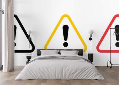 Caution warning signs set. Exclamation marks. Danger warning icon set. Wall mural