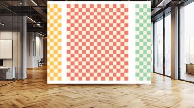 Colorful trendy checkerboard square seamless pattern collection. Set of geometric modern pastel square background in vintage style. Funky hippie fashion textile print, retro background. eps 10 Wall mural