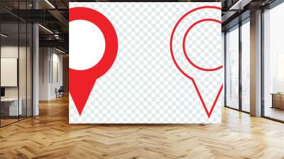 red pin point. map address location pointer symbol. location pin icon symbol sign isolated on transparent background, map icon. Location pin icon flat vector illustration design  Wall mural