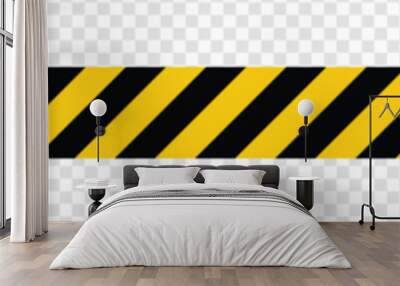 Warning tape with yellow and black diagonal stripes. Warn stop seamless line. Yellow and black caution tape border. Long danger ribbon. eps 10 Wall mural