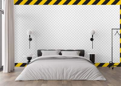 Yellow and black caution tape square frame, warning sign border template.Blank vector illustration warning background. Hazard caution sign tape. Space for text Wall mural