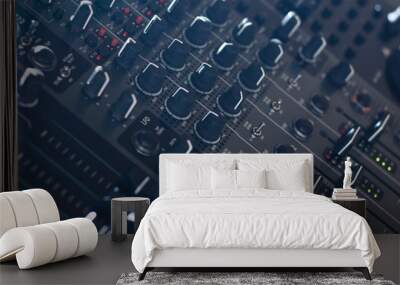 DJ audio mixer knobs in side light Wall mural