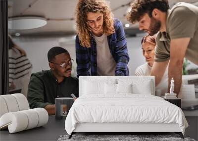 Group of people having a discussion Wall mural