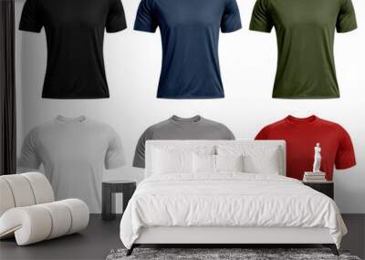 Collection of blank t-shirt isolated on white background. Front view Wall mural