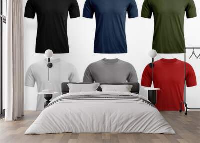 Collection of blank t-shirt isolated on white background. Front view Wall mural