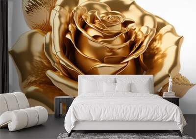 Gold rose on transparent background. Generative AI. Wall mural