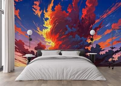 fire in the clouds,Ai generated  Wall mural