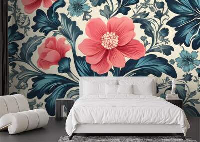 seamless pattern with flowers,Ai generated  Wall mural