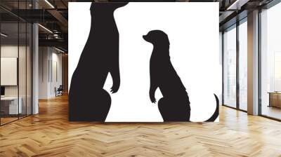 black silhouette meerkat on white background Wall mural