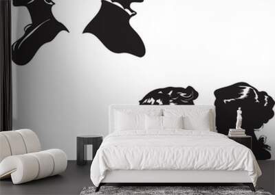 Cameo man and woman black silhouette Wall mural