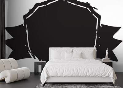 Distressed jagged badge black silhouette vector Wall mural