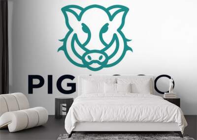 Logo about Pig created using the CorelDraw application. on a white background. Wall mural