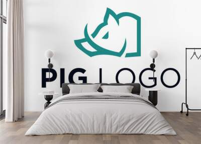 Logo about Pig created using the CorelDraw application. on a white background. Wall mural