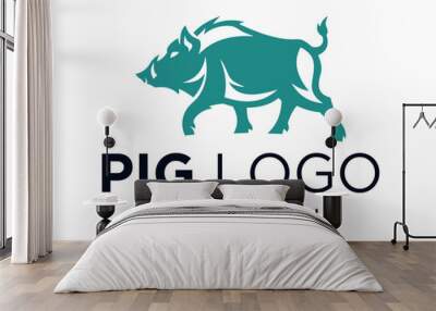 Logo about Pig created using the CorelDraw application. on a white background. Wall mural