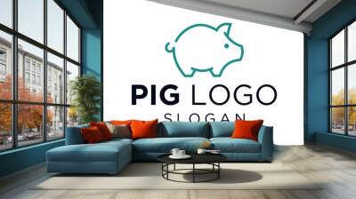 Logo about Pig created using the CorelDraw application. on a white background. Wall mural