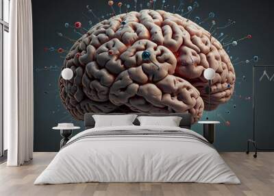 human brain with tumors, showcasing medical concepts and neurological disorders. Wall mural