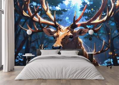 Reindeer wildlife animal antler. Wall mural