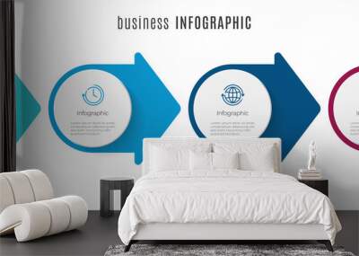 Arrow and circle timeline infographic template 4 steps Wall mural