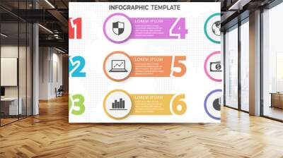 Infographic template with numbers 9 options. Wall mural