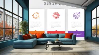 Modern timeline infographic template 5 steps Wall mural