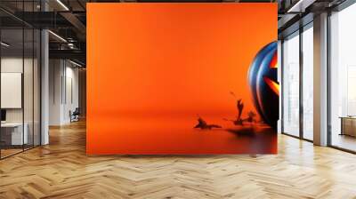 Dramatic Halloween Sunset with Silhouetted Pumpkin - Background with Copyspace for Creative Uses Wall mural