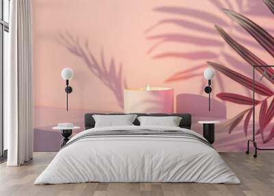 Pink Candle Mockup with Copyspace for Spa and Relaxation Wall mural