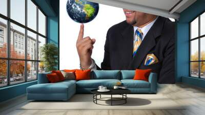 businessman with the earth Wall mural