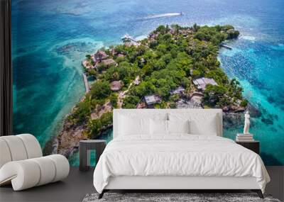 Aerial view of Isla del Pirata at Rosario Islands (Islas del Rosario) off the coast of Cartagena de Indias, Colombia. Wall mural