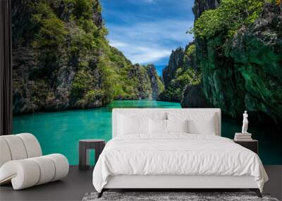 Palawan, Philippines, Tourists Kayaking and Exploring the Natural Sights Around El Nido Wall mural