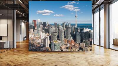 Toronto, Ontario, Canada., daytime aerial view of Toronto cityscape showing landmark buildings in the financial district. Wall mural