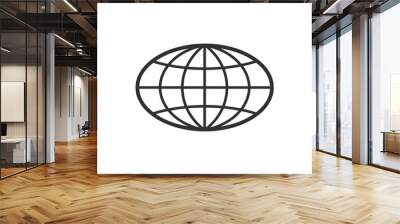 Globe Icon. World symbol. Oval globe. Icon world. Globe symbol. Earth sign. Logo template. Color easy to edit. Transparent background. Wall mural