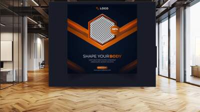 Gym workout fitness social media post design Wall mural