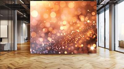 Warm bronze bokeh light particles creating a festive, elegant background. Wall mural