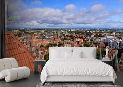 Beautiful aerial view of Gdansk old town, Gdansk, Poland Wall mural