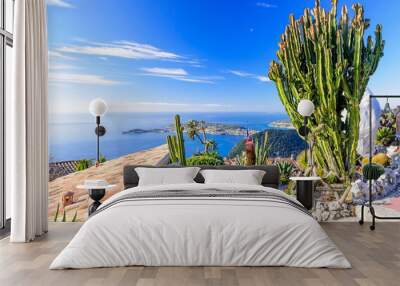 Sightseeing of France. Exotic garden in Eze Village, Cote d'azur, France Wall mural