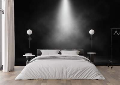 Stage white smoke spotlight background. Wall mural