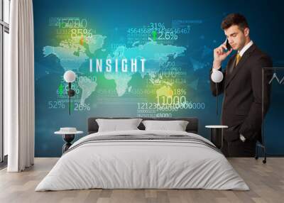 Businessman in front of a decision with INSIGHT inscription, business concept Wall mural