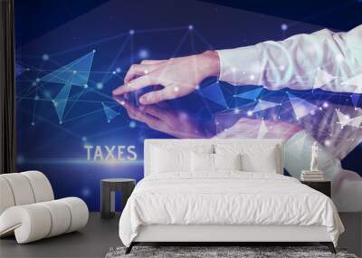 Businessman touching huge screen concept Wall mural