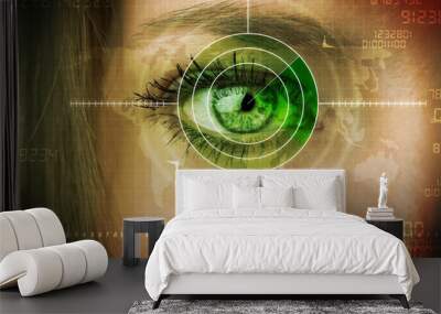 Cyber woman with modern military target eye Wall mural