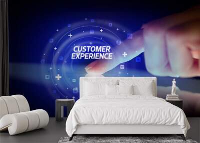 Finger touching tablet with social media icons concept Wall mural