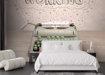 First person perspective hand writing on typewriter with cloud message concept
 Wall mural