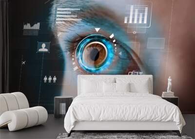 Future woman with cyber technology eye panel concept Wall mural