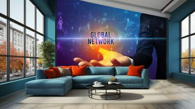 Hand holding social media related inscription Wall mural