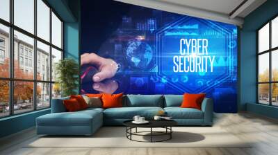 hand holding wireless peripheral, cyber security concept Wall mural