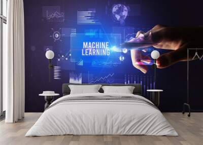 hand touching digital button, modern technology concept Wall mural