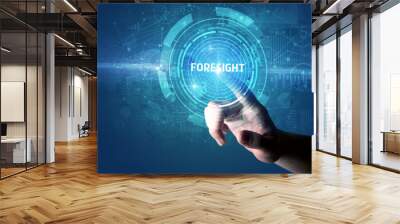 Hand touching FORESIGHT button, modern business technology concept Wall mural