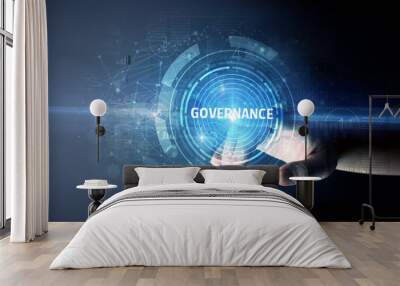 Hand touching GOVERNANCE button, modern business technology concept Wall mural