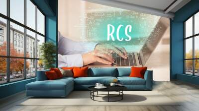 hand working on new modern computer with RCS abbreviation, modern technology concept Wall mural