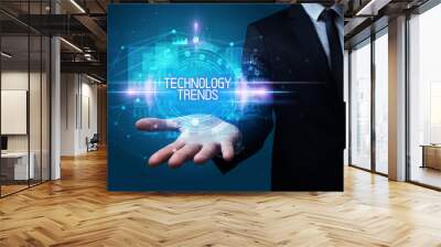 Man hand holding digital technology concept Wall mural