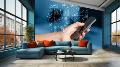 smartphone with business scheme Wall mural